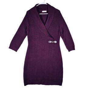 Women's Winter Sweater Dress Maroon Calvin Klein Size Large